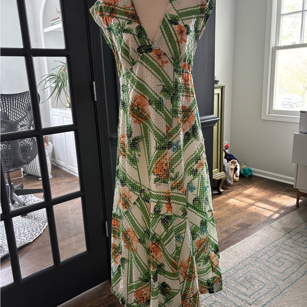 Maeve Floral Green and Orange Women's Dress